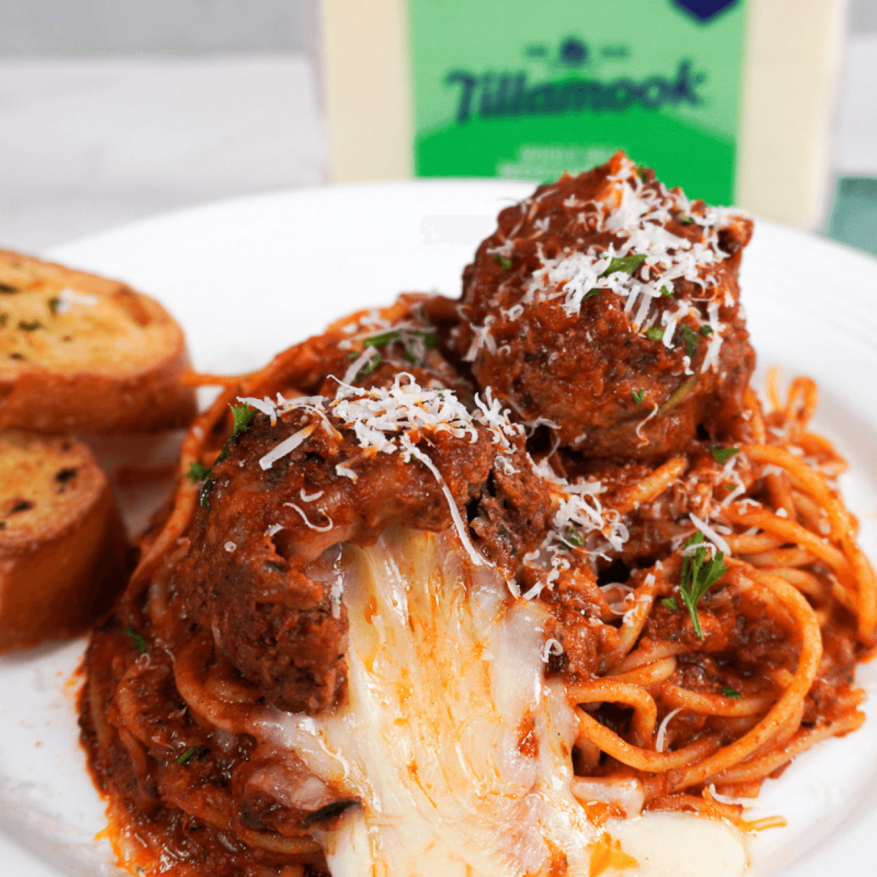 Stuffed Meatballs with Tillamook Mozzarella Cheese