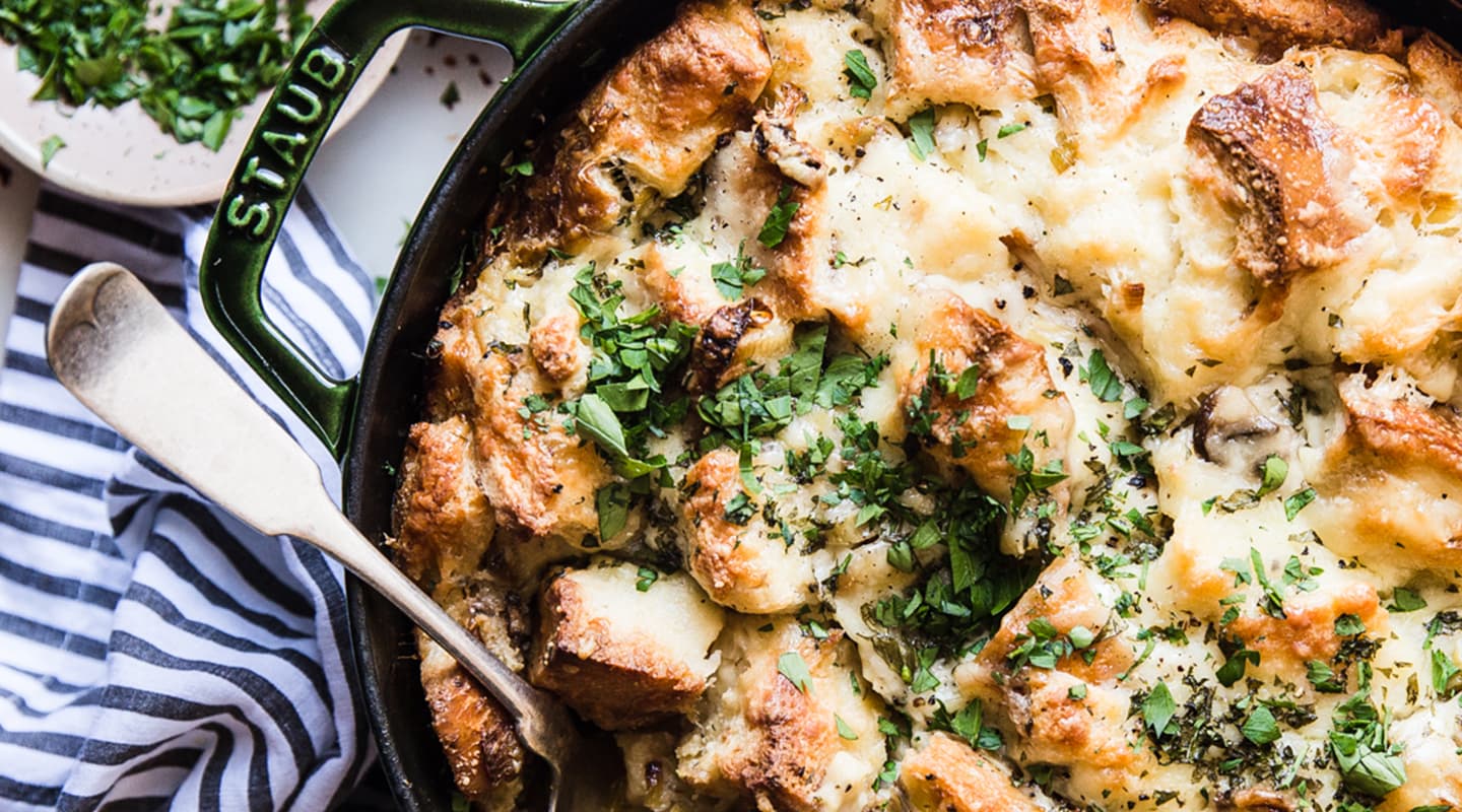 Savory Mushroom Bread Pudding