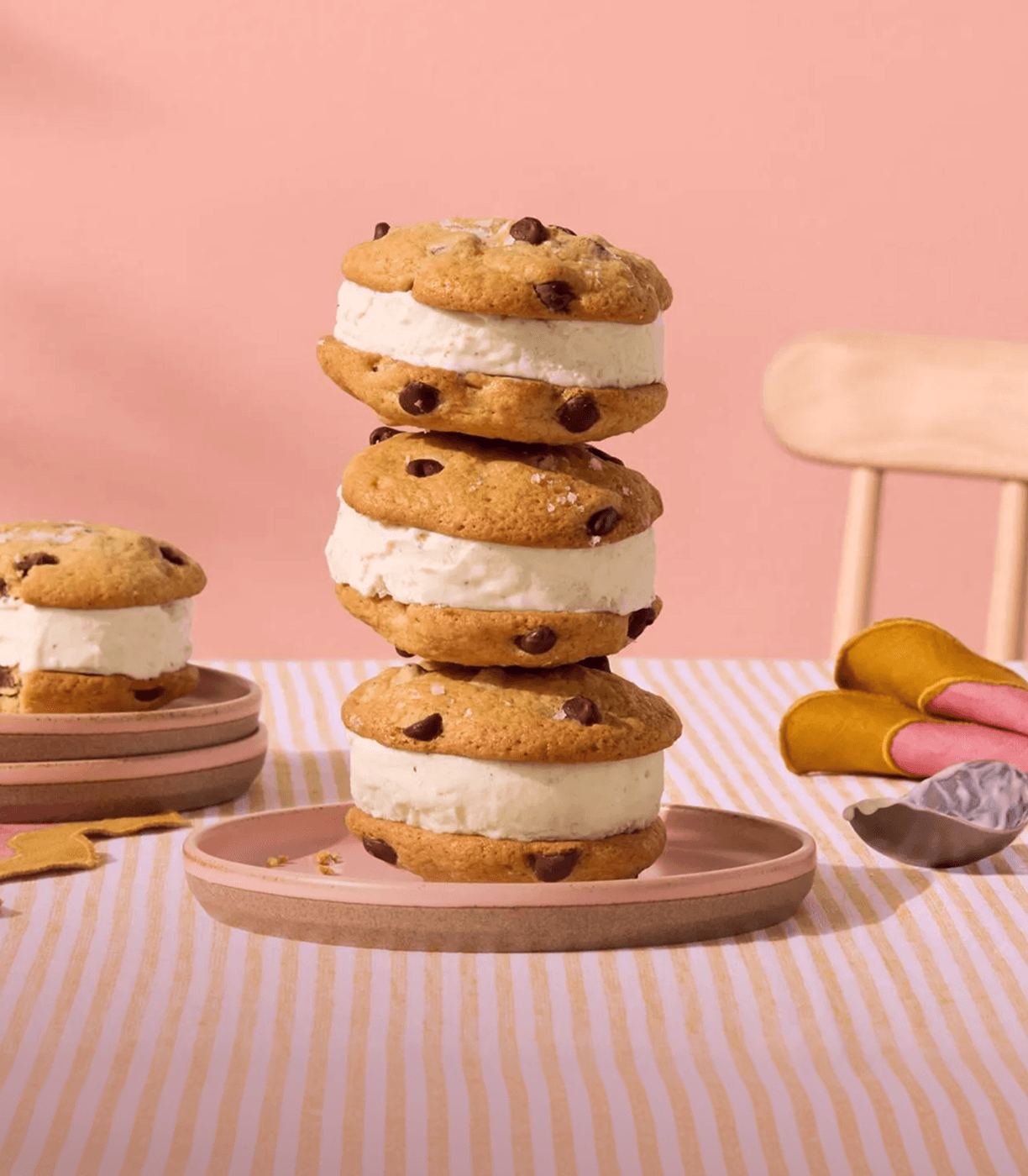 Ice Cream Sandwiches stacked on plate