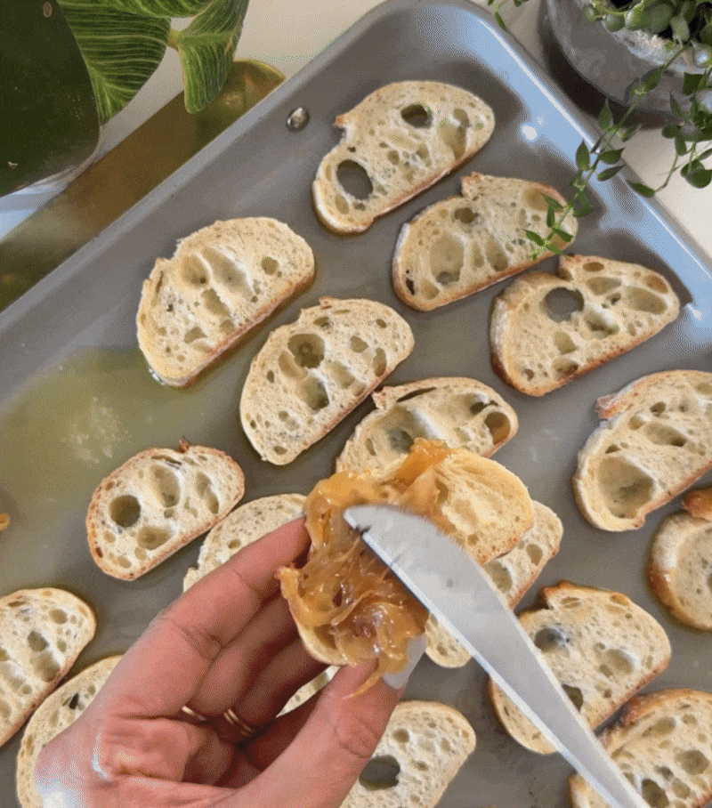 Maxine's Caramelized Onion & Cheddar Crostini gif